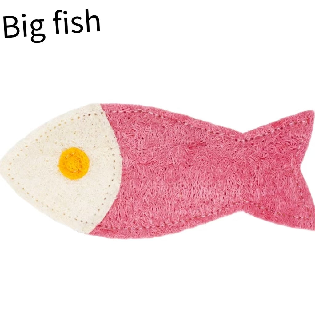 Natural Loofah Catnip Simulated Fish Cat Toy, Solo Play Toy for Cats, Teeth Grinding & Teeth Cleaning, Bite & Chew Toy, Energy Relief, Wholesale|OBM|OEM|ODM Available