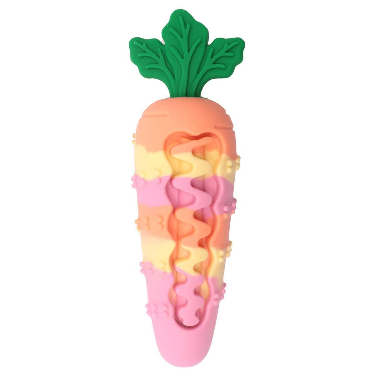 Silicone Carrot Squeaky Dog Toy, Durable Chew Toy for Teething & Self Entertainment Sample/Retail